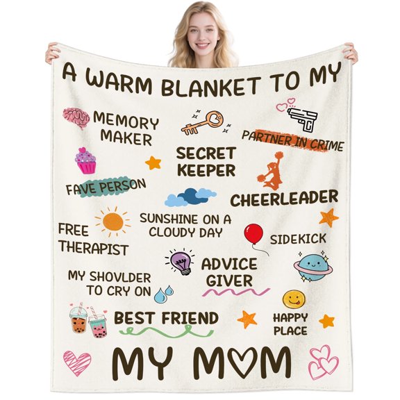 Gifts for Mom Blanket Birthday Gift from Daughter Son Soft Flannel Throw Blanket Present for Mother Mommy Mothers Day Christmas 50"x40"