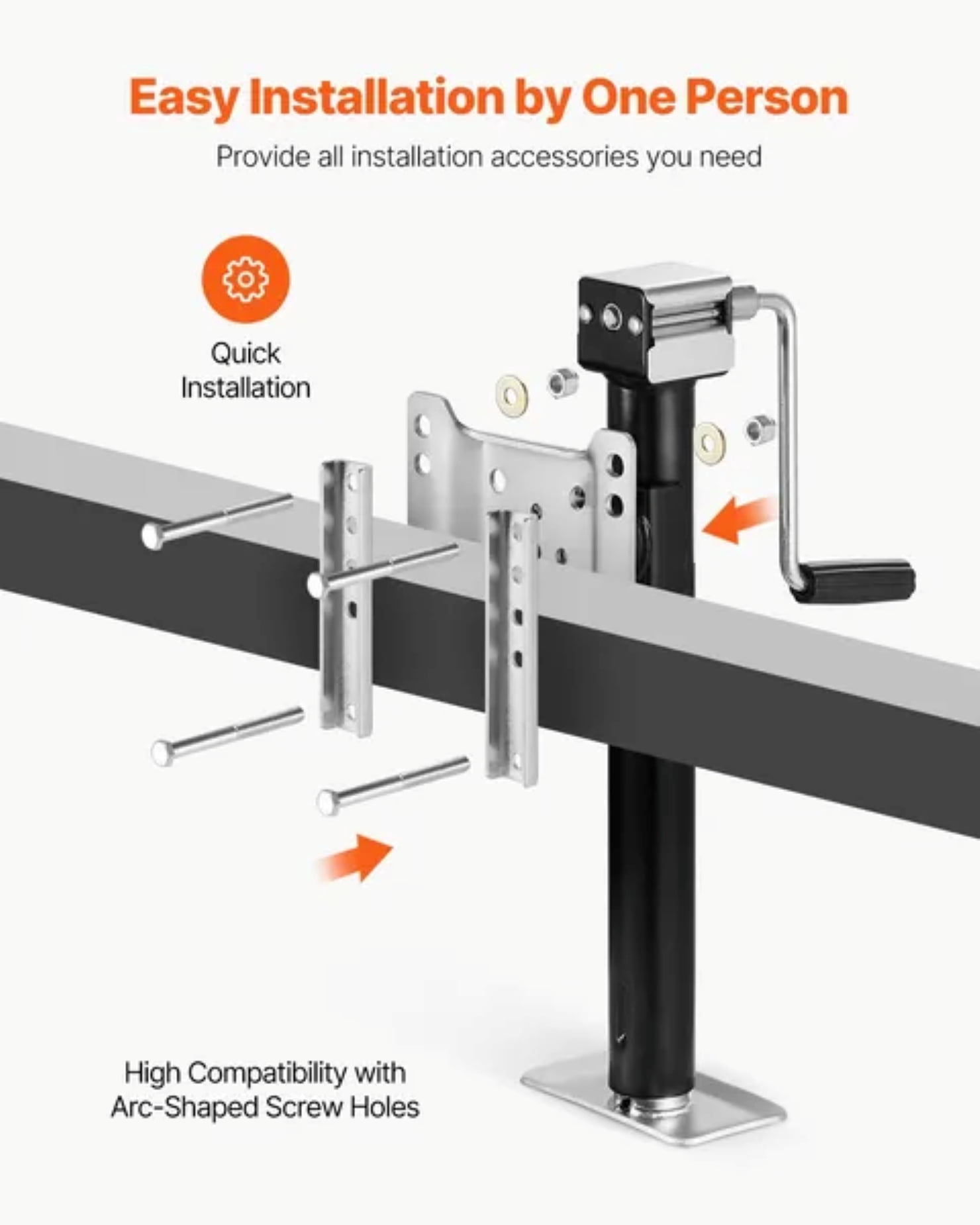 Trailer Jack, 5000 lbs Dynamic Load Capacity, Heavy Duty Swivel Bolt-on Trailer Jack, 14.3" Lift Trailer Jack Stand with Handle for RV Trailer, Horse Trailer, Utility Trailer, and Yacht Trailer