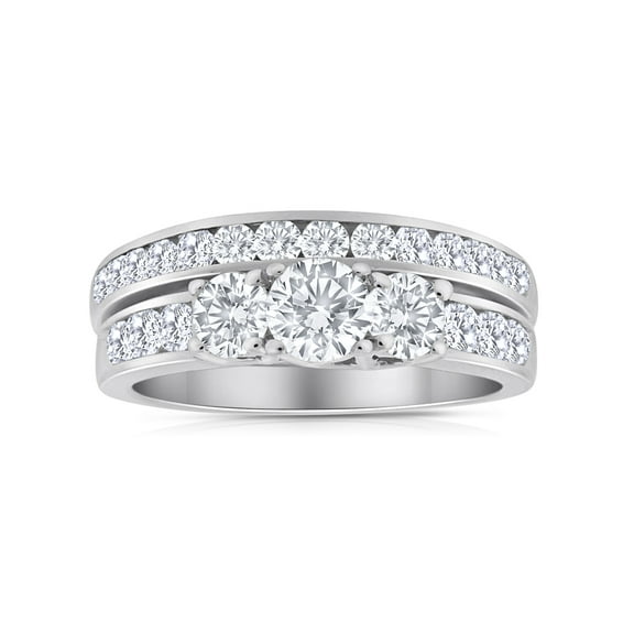 2.00ctw Diamond Three Stone Bridal Set in 14k White Gold