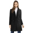 thumbnail image 1 of INSPIRE CHIC Women's Notched Lapel Collar Double Breasted Mid Length Overcoat, 1 of 6