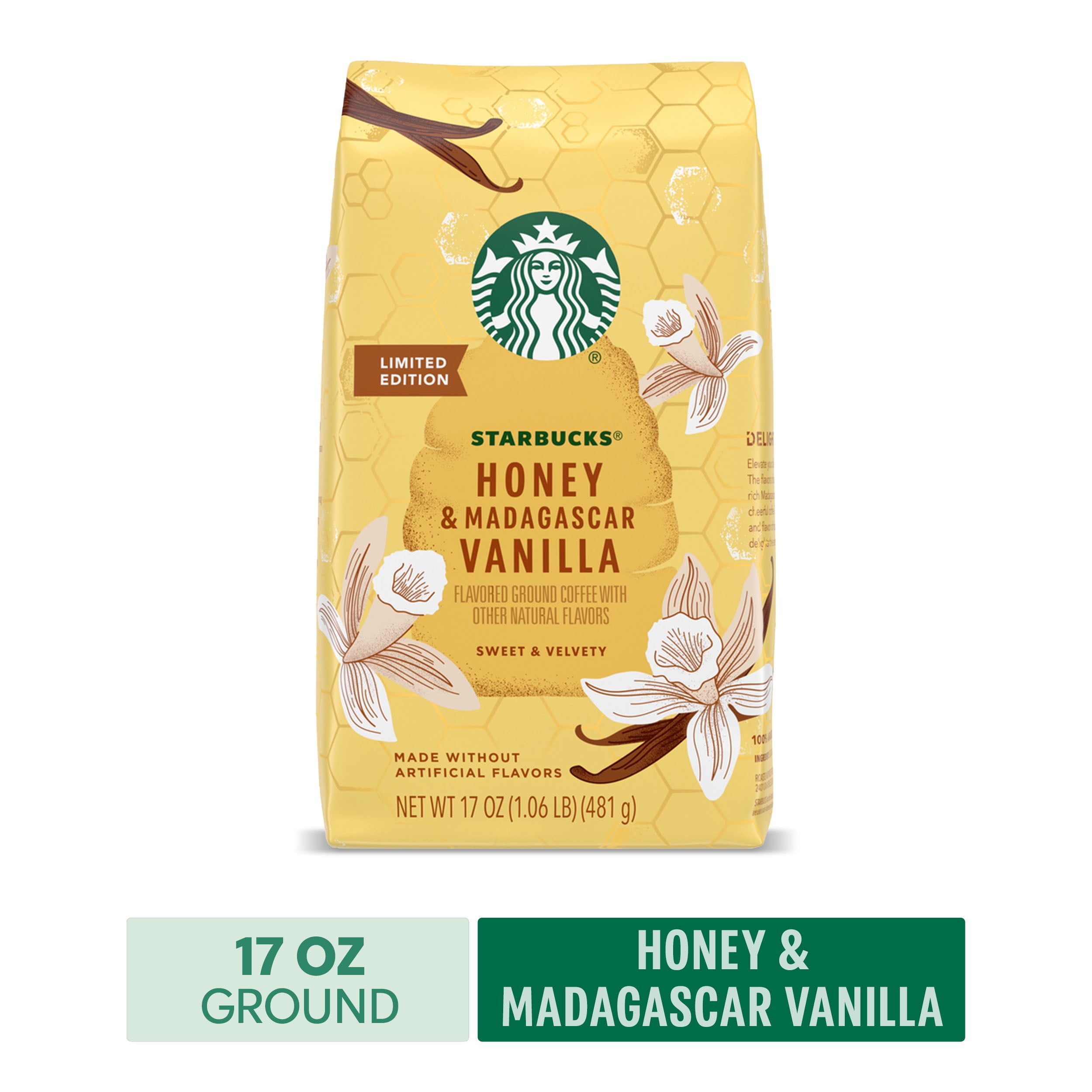 Starbucks Honey & Madagascar Vanilla Flavored Coffee, Ground Coffee, Limited Edition, 17 oz