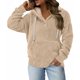 thumbnail image 5 of Tops de trabajo para mujer,Sudadera informal con capucha para mujer, blusa con cuello abotonado, top holgado de poliéster, abrigo cálido de manga larga para el hogar, sopatenor, 5 of 8