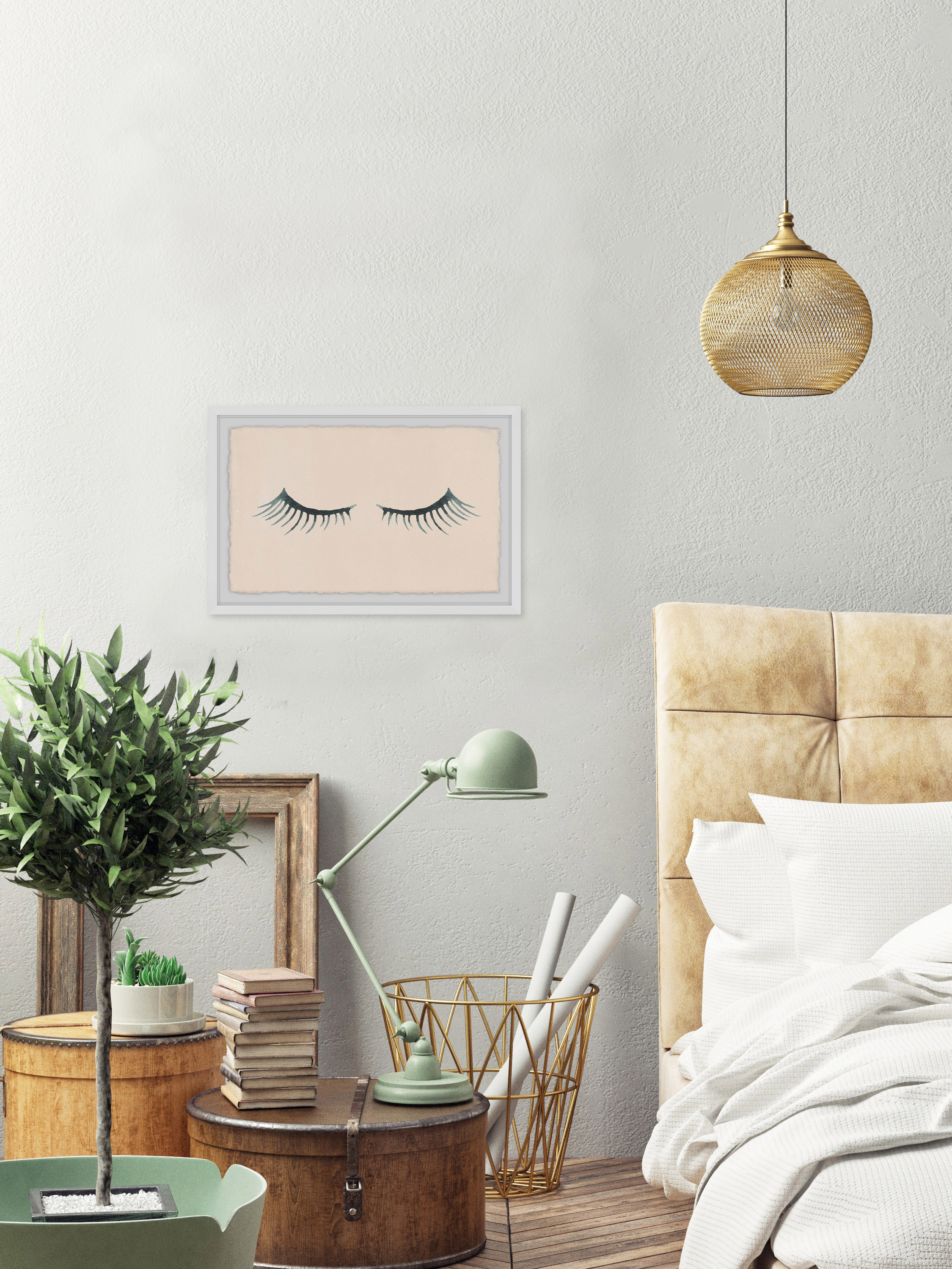 Closed Eyelashes Framed Painting Print
