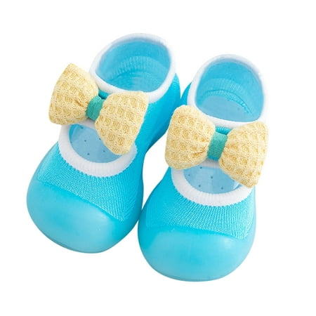 

nsendm Toddler Kids Baby Boys Girls Shoes First Walkers Cute Bowknot Soft Antislip Wearproof Teal Baby Booties Shoes Blue 6 Months