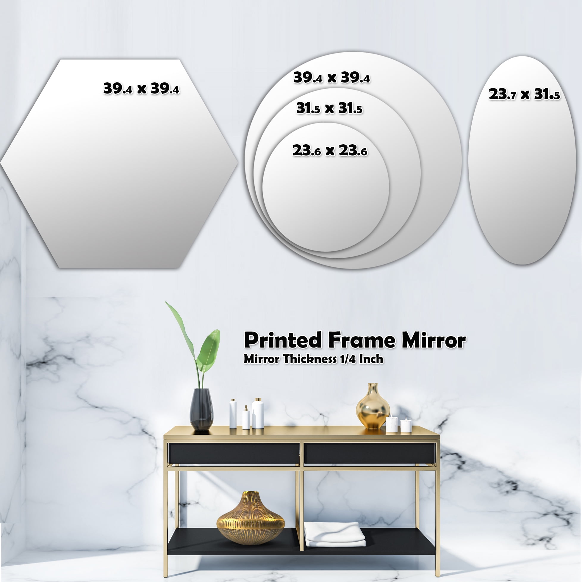Designart 'Precious Blue Fabulous Pattern' Modern Oval Wall Mirror - Triple C