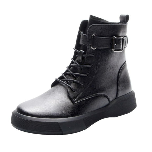 Caqnni Women's Low-heeled Ankle Boots-Warm Womens Shoes Knee High Fashion Christmas Jungle Boots Winter Womens Boots (9,Black)