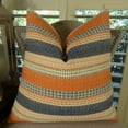 thumbnail image 1 of Thomas Collection Cayenne Orange Navy Cream Striped Woven Throw Pillow - 11166, 1 of 5