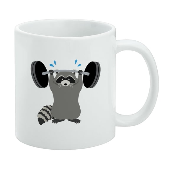 I Workout So I Can Eat Garbage Raccoon Trash Panda Funny White Mug