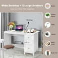 thumbnail image 3 of SUGIFT 3-Drawer Home Office Study Computer Desk with Spacious Desktop,White, 3 of 10