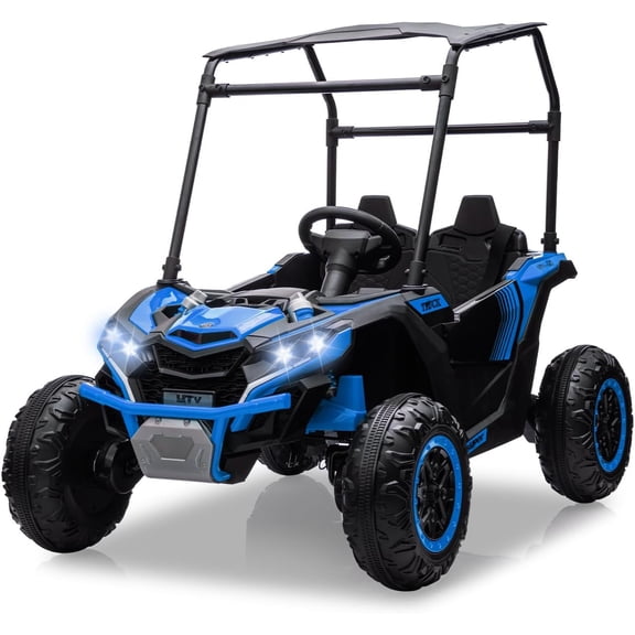 24V 2-Seater Electric Ride-On UTV, 4-Wheel Off-Road Vehicle with Remote Control, Adjustable Speed, Roll Cage, Canopy, Storage, Anti-Slip Tires