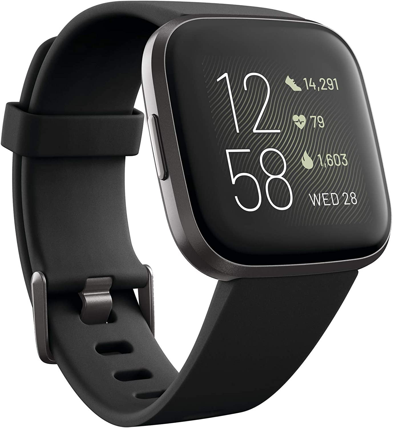 Restored Fitbit Versa 2 Health & Fitness Smartwatch Black / Carbon Aluminum (Refurbished)