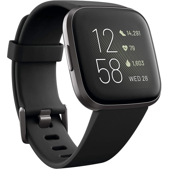 Restored Fitbit Versa 2 Health & Fitness Smartwatch Black / Carbon Aluminum (Refurbished)