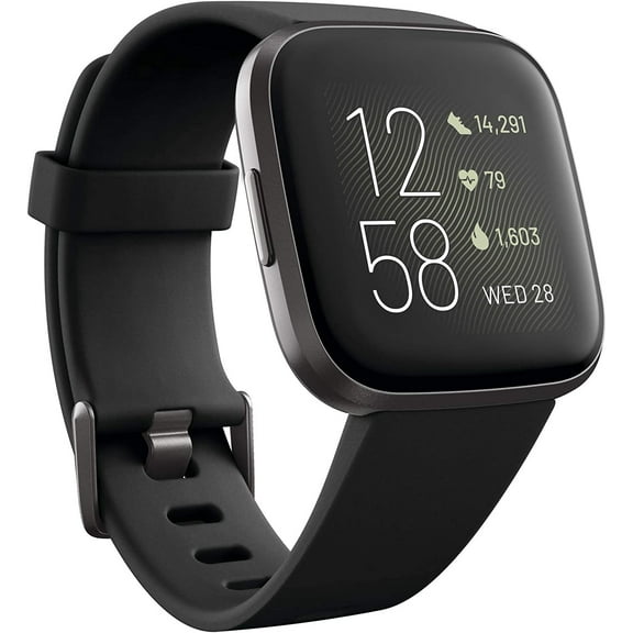 Restored Fitbit Versa 2 Health & Fitness Smartwatch Black / Carbon Aluminum (Refurbished)