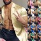 thumbnail image 3 of Mens Satin Silk Shiny Dress Shirt Short Sleeve Button Down Shirts Wedding Party, 3 of 8