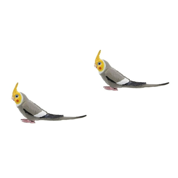 OUNONA 2pcs Realistic Cockatiel Parrot Model For Home Decor Artificial Bird Figurine Parrot Sculpture Ornament For Outdoor Decoration Simulation Bird Parrot Toy