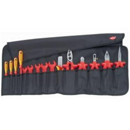 UPC: 0843221002428 | Knipex KNP989913 15 Piece Tool Roll Bag with Insulated Tools for Working on Electrical Installations