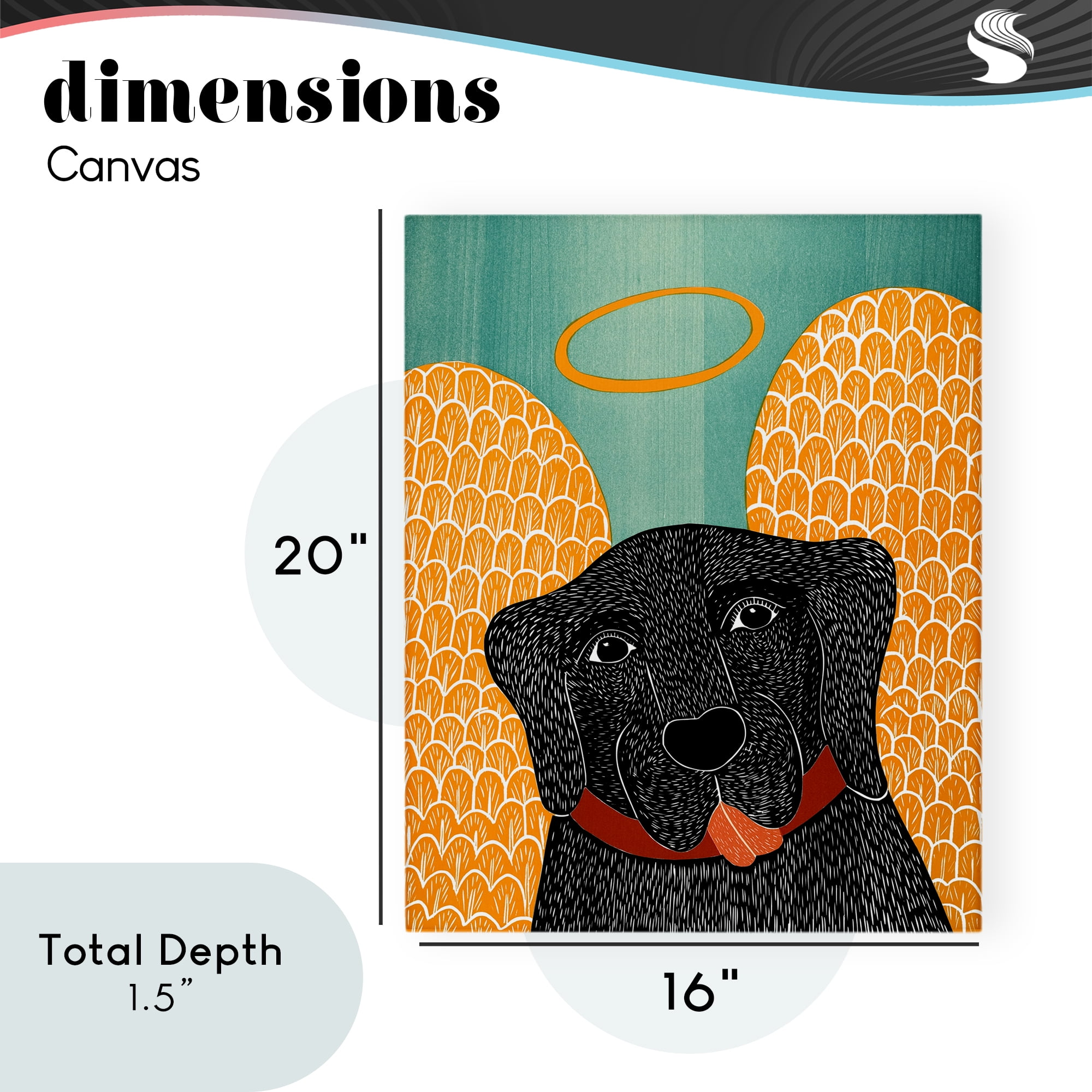 Dog Angel with Yellow Wings Canvas Wall Art, design by Stephen Huneck