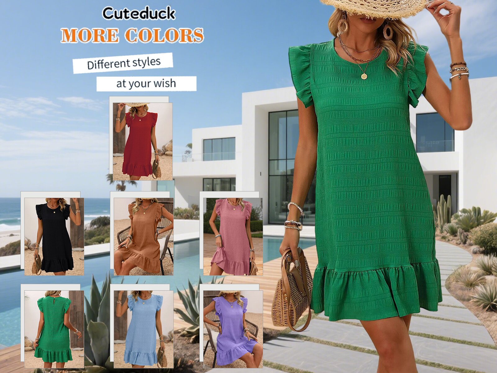Cuteduck Women's Ruffle Sleeve Casual Dress photo 4