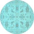 thumbnail image 1 of Ahgly Company Indoor Round Persian Light Blue Traditional Area Rugs, 5' Round, 1 of 4
