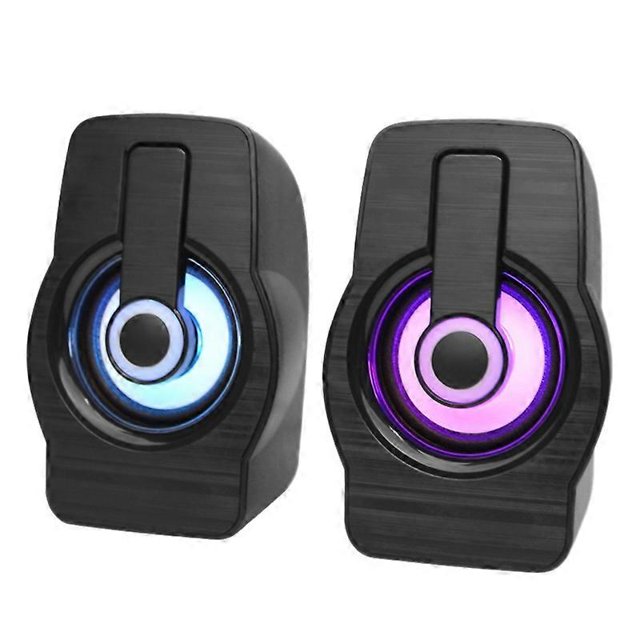 Altavoces para computadora para teléfono celular Altavoces para computadora portátil y de escritorio Salida de audio de 3,5 mm Retroiluminación LED Negro, Negro