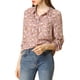 thumbnail image 1 of Camisa de mujer Inspire Chic con botones, estampado floral, de manga larga, cuello de punta, para oficina, talla XS, color rosa, 1 of 8