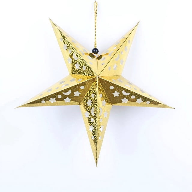 Decoraciones navideñas láser hueco estrella de cinco puntas festival cumpleaños centro comercial escena diseño estrella tridimensional colgante