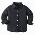 thumbnail image 5 of NIEWTR Boys Button Down Shirt Long Sleeve Solid Dress Shirt with Point Collar for Uniform Casual Wear Holidays and Family Photos（A01-Black,18-24 Months), 5 of 5