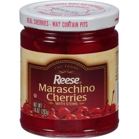 Reese Maraschino Cherries with Stems, 10 oz, (Pack of 12)