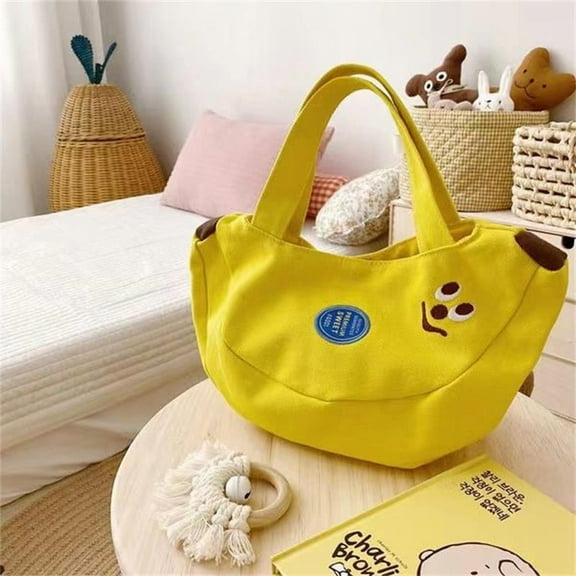Cute Funny Banana Hand Bag Large Capacity Canvas Bag Small Tote Bags Mother Kids Bags Portable Shopping Bags Purses Handbag Gift
