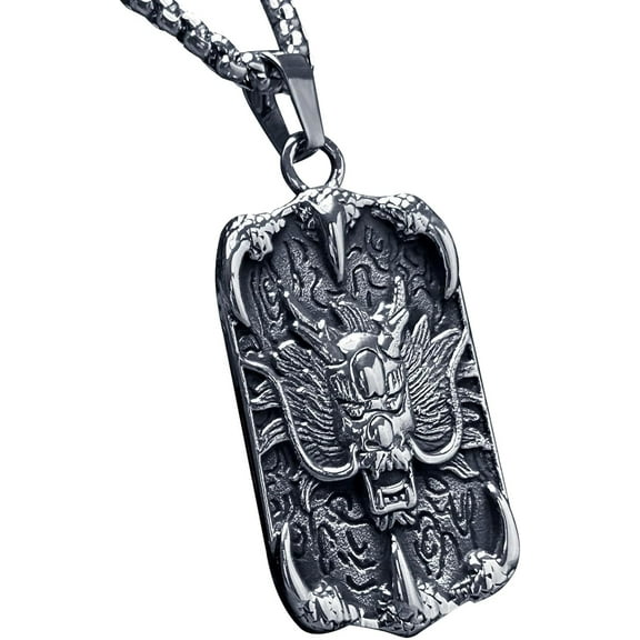 Bahamut Mens Dragon Sword Cross Pendant Necklace For Men Stainless Steel Gothic Vintage Cool Jewellery With Chain