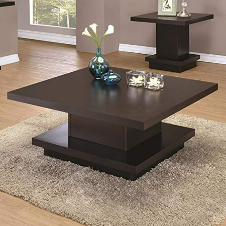 Benzara Contemporary Coffee Table With Storage Pedestal Base Cuccino Brown Benzara Contemporary Coffee Table With Storage Pedestal Base Cuccino Brown