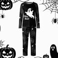 thumbnail image 2 of Family Matching Pajamas Halloween Pumpkin Print Long Sleeve Crewneck Tops and Pant Set for Men/Women/Kids/Baby Satin 2 Pcs Sleepwear- Woman, 2 of 7