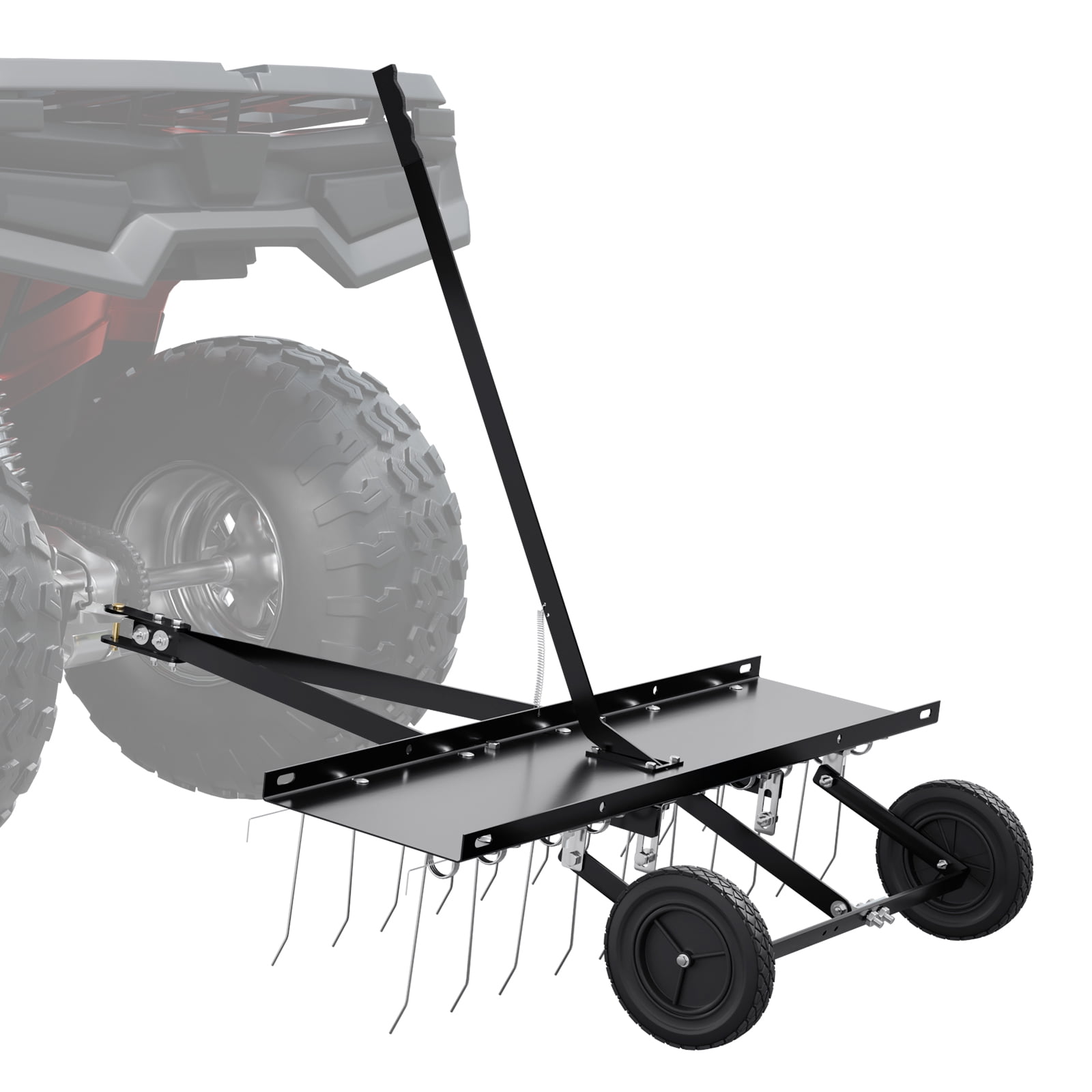 KFFKFF Tow Behind Dethatcher 40" Lawn Dethatcher Rake for ATV or Mower 20 Tines