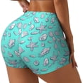 thumbnail image 2 of Sigee Seashell And Starfish Print Women's High Waist Workout Shorts - Squat Proof, Tummy Control, Yoga and Gym Activewear-Small, 2 of 9