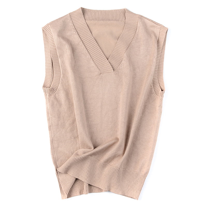 Anself - Women Spring Autumn Sweater Vest Sleeveless Loose V-neck Basic ...