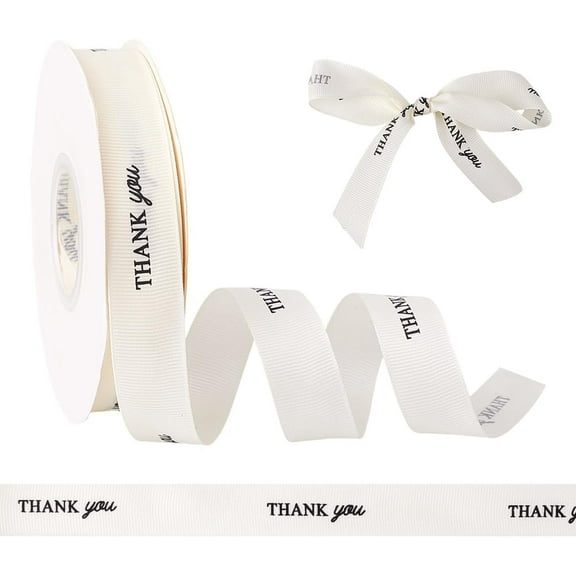 35 Yards(27.4m) Single Face Satin Ribbon Thank You Fabric Ribbon White Valenties Ribbon for Gift Wrapping Flower Bouquet Wrapping Birthday Gifts Baking Valentine Ribbons