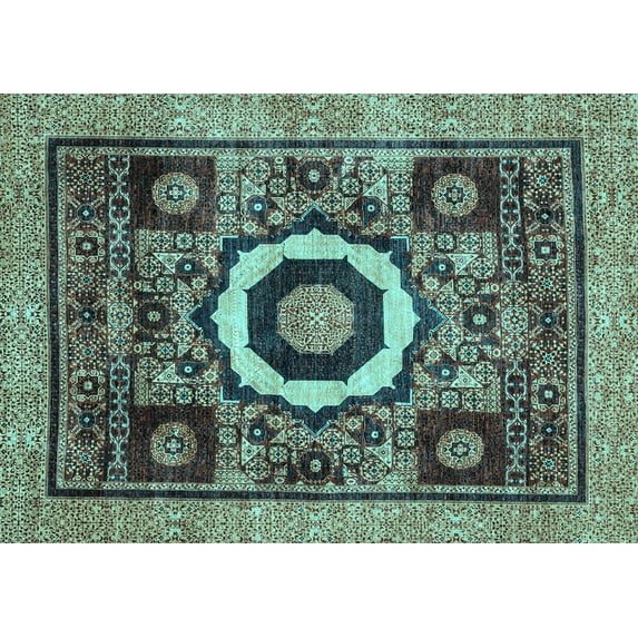 Ahgly Company Indoor Rectangle Abstract Light Blue Modern Area Rugs, 7' x 9'