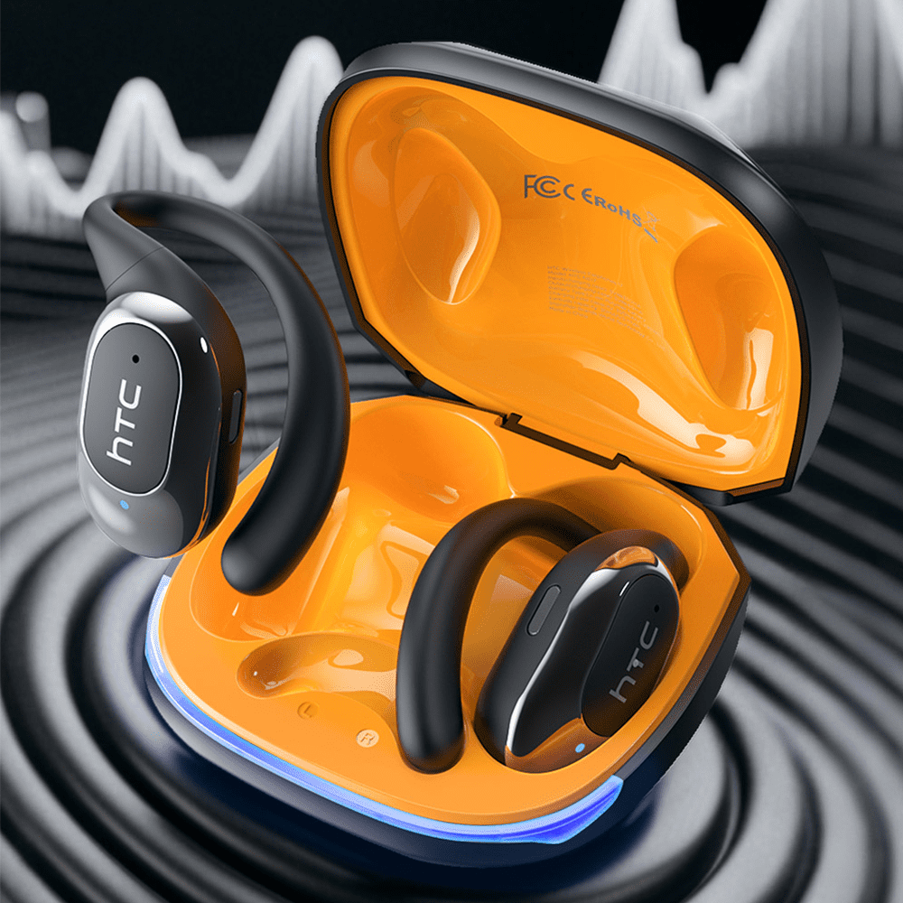 HTC NE17 Translation Headphones Open Ear Headphone Bluetooth 6.0 for Sports HD Stereo Sound Waterproof White