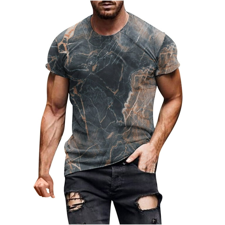 Men 3D Graphic Tee Slim Fit Short Sleeve T Shirt Lightweight Crewneck Gym  Shirts Summer Street Tshirt Summer Vacation Tee Shirt 