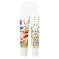 thumbnail image 5 of VNKIDY Womens Watercolor Floral Print High Waist Wide Leg Pants Side Pocket Loose Fit Lightweight Casual Trousers For Summer Daily Wear White XL, 5 of 5