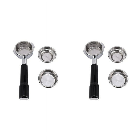 2X 58MM Bottomless Stainless Steel Professional Espresso Coffee Portafilter with Single and Dual Cups Filter Basket