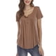 thumbnail image 1 of Blusa casual con cuello en V para mujer con botones y camisetas acampanadas y fluidas, 1 of 6