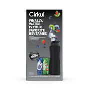 Cirkul 32oz Matte Black Stainless Steel Starter Kit with Matte Black Cirkul Lid 2.0 and 2 Flavor Cartridges (Blueberry Grape & Kiwi Berry)
