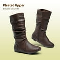 thumbnail image 4 of BURUDANI Girl's Kid's Cute Zipper Flat Heel Mid Calf Boot Shoes BLVD-K BROWN/PU Size 4, 4 of 5