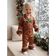 thumbnail image 5 of RUINIXCW Toddler Baby Girl Boy Christmas Silk Satin Pajama Set Big Girls Boys Gingerbread PJS Fall Winter Button Down Long Sleeve Shirt Pants Set, 5 of 10