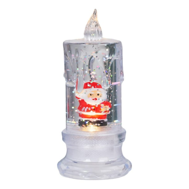 Vela navideña sin llama, vela LED de noche para decoración navideña. Papá Noel