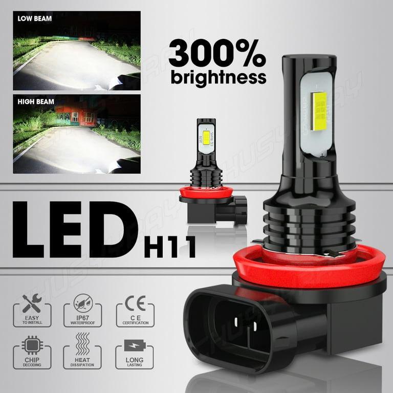 HIR2 9012 LED Headlight High/Low Beam 7440 7443 Switchback Light Bulb H11/H9  Fog Light Kit，Pack of 6 