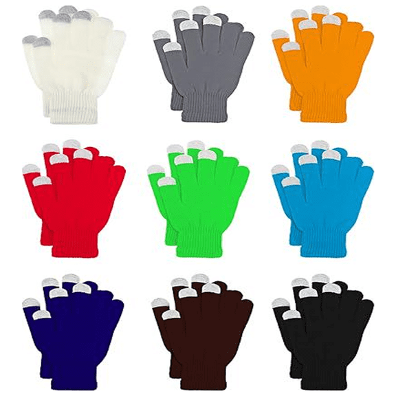 9 Pairs Winter Gloves Touchscreen Magic Gloves Stretchy Knit Cotton Gloves Bulk For Men Women Homeless Cold Weather