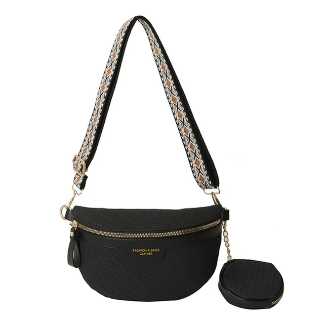 Bolso Pecho para Mujer Bolso Cuero PU Informal Impermeable para Mujer (Negro)