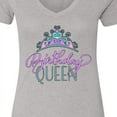 thumbnail image 4 of Inktastic Birthday Queen with Pink and Purple Tiara Women's V-Neck T-Shirt, 4 of 5